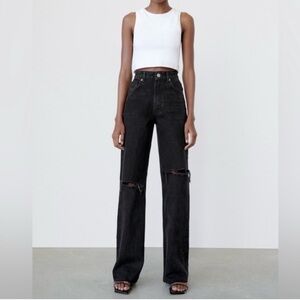 NWT Zara black high rise wide leg jeans